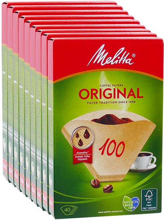 Zes verpakkingen Melitta Original koffiefilters maat 100.