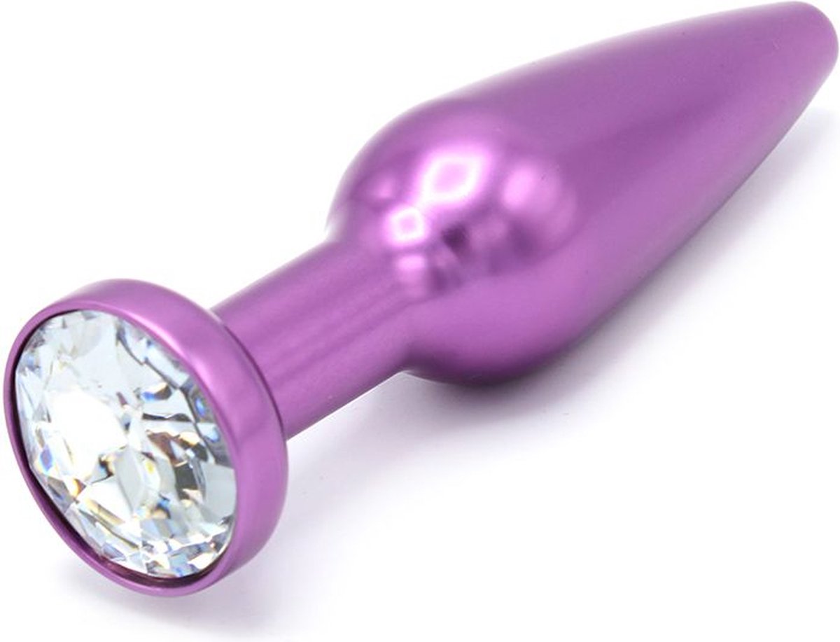 Goedkoopste Aluminum Buttplug met kristal - paars