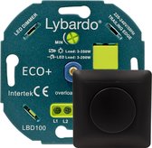 Lybardo - LED Dimmer - Met zwarte Afdekplaat - 3-200W - Universeel - Inbouw