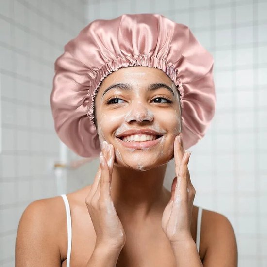 Satijnen Slaapmuts Verstelbaar - Satijnen Bonnet - Haarnetje - Roze