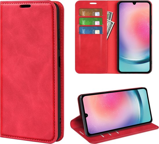 Coque pour Samsung Galaxy A16 - MobyDefend Luxe Wallet Bookcase (fermeture magnétique) - Rouge - Étui pour téléphone portable - Étui de téléphone Convient pour : Samsung Galaxy A16