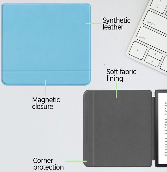Lunso - sleepcover flip hoes - Geschikt voor Kobo Forma (8 inch) - Lichtblauw van Lunso — afbeelding 4