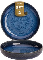 Palmer - Jory - Assiette creuse - Assiette à pâtes - 2 pièces - ø 22 cm - Blauw - Grès - Service d'assiettes