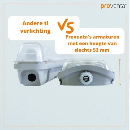 Proventa LED TL 4 luminaires doubles à 8 tubes 150 cm - Lumière blanche froide 6500 K - Étanche - 4 pièces