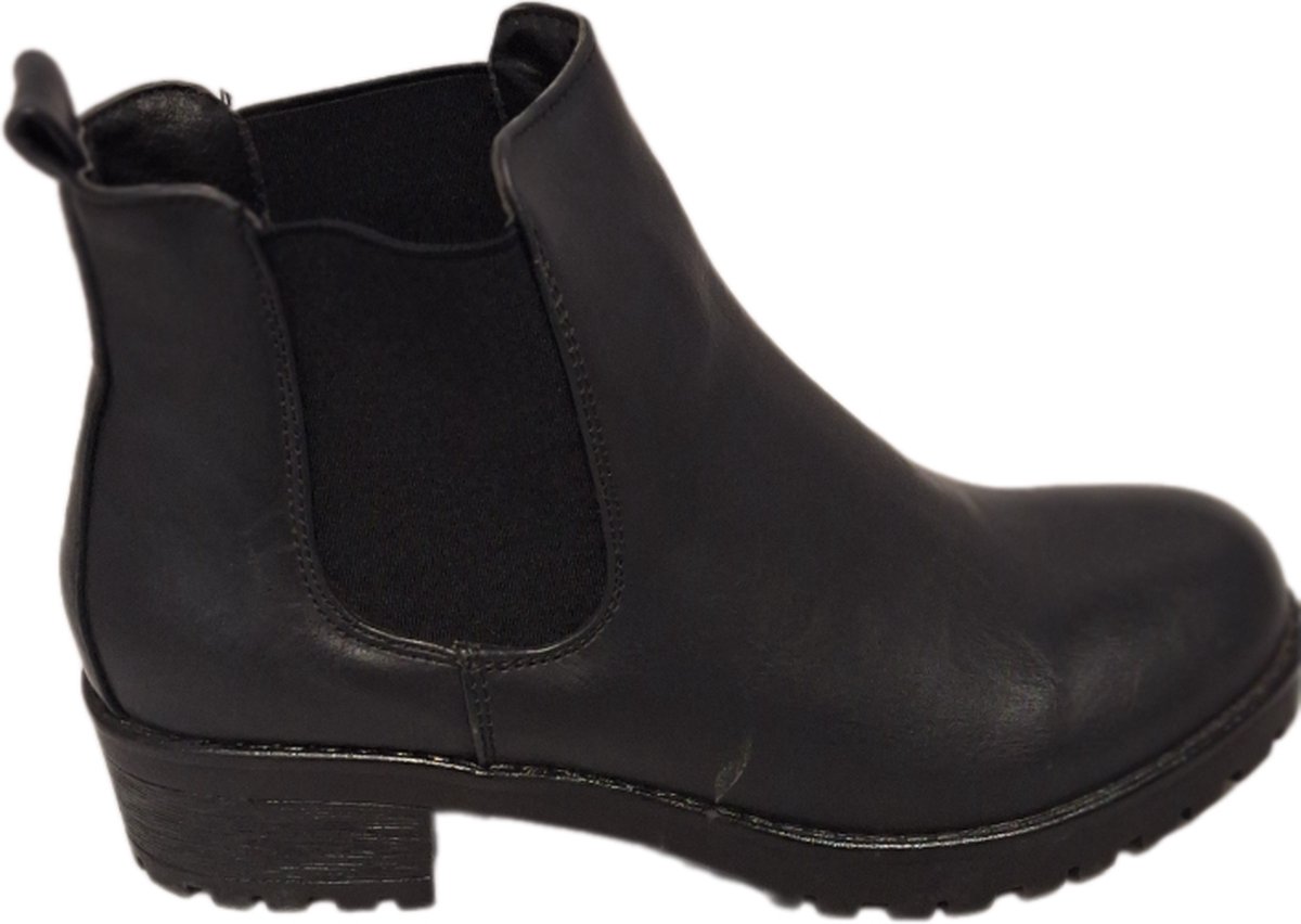 KAYLA- CHELSEABOOTS-LEDERLOOK-PROFIELZOOL-BLACK-39