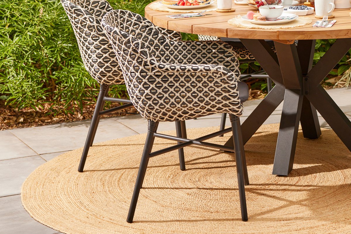 Hartman Delphine chaise de jardin dining - Noir/Blanc Wicker