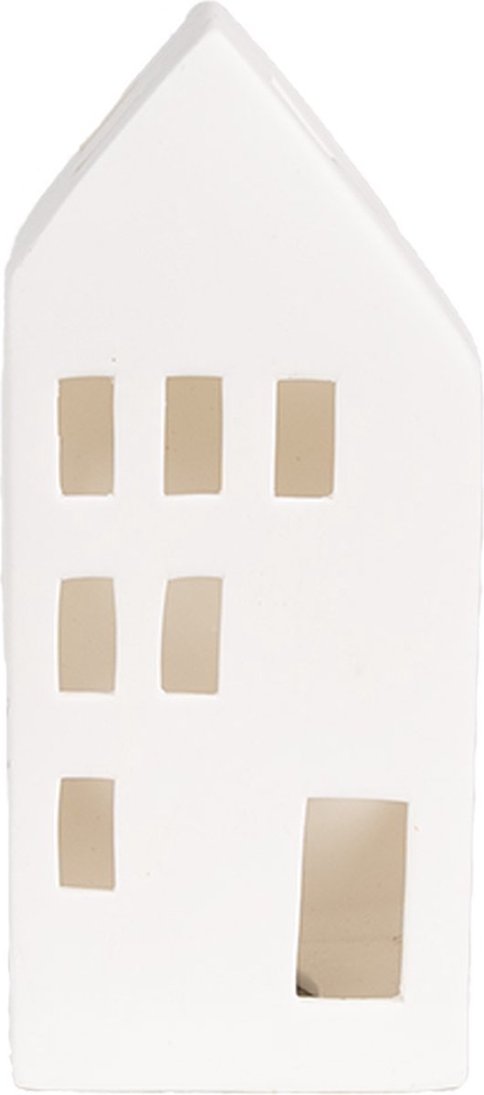 Decoratie Huis met LED 7x6x15 cm Wit Porselein