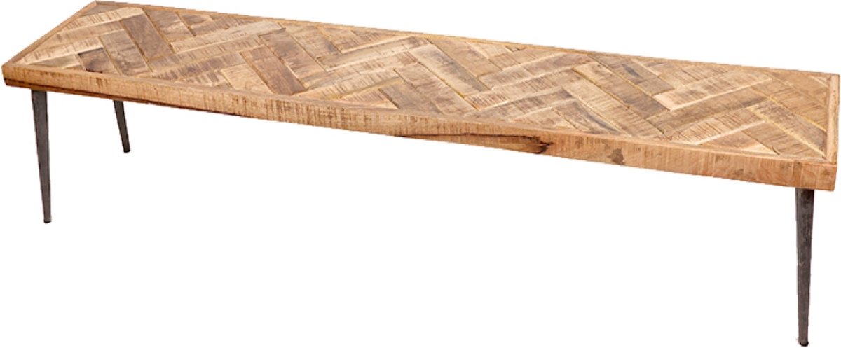 OHNO - Akira Eetkamerbank - Hout - Visgraatlook - Zwart Metalen poten