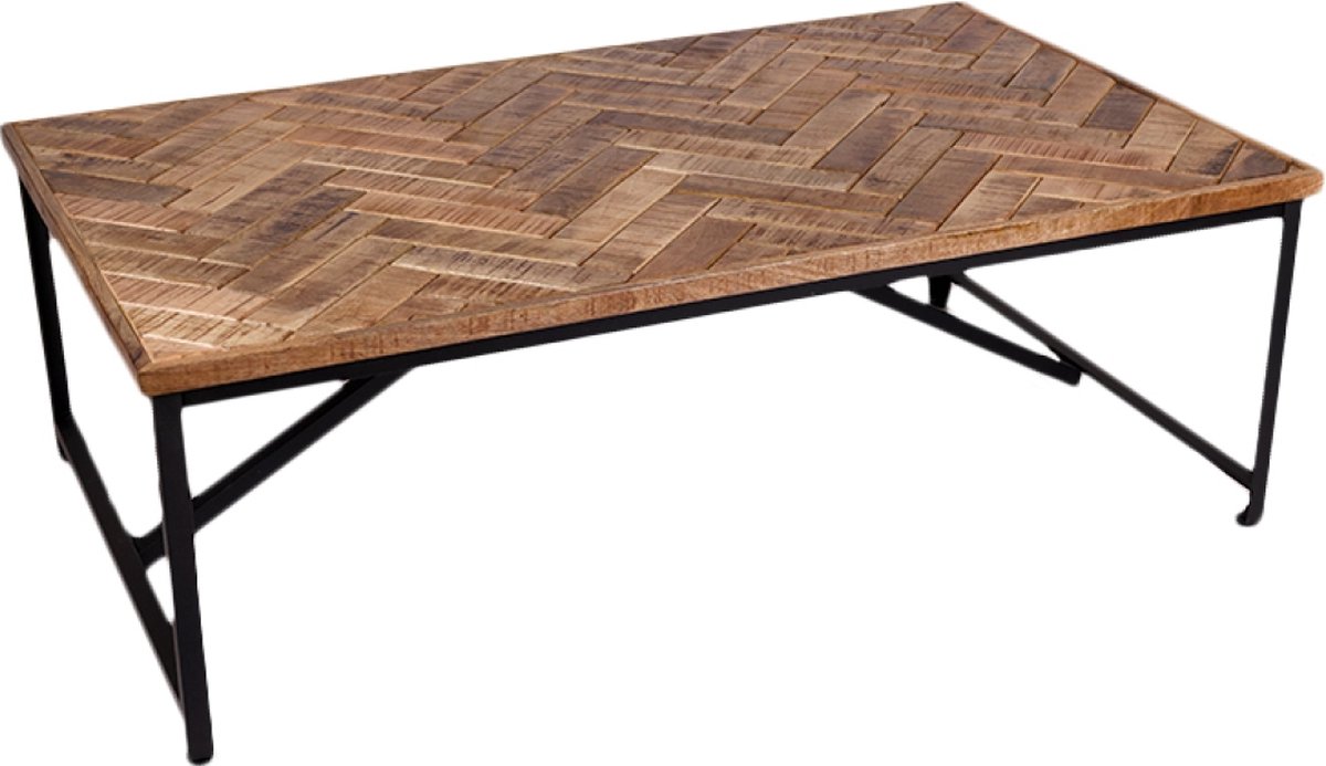 OHNO - Trevor Salontafel - Hout - Visgraatlook - Zwart Metalen poten