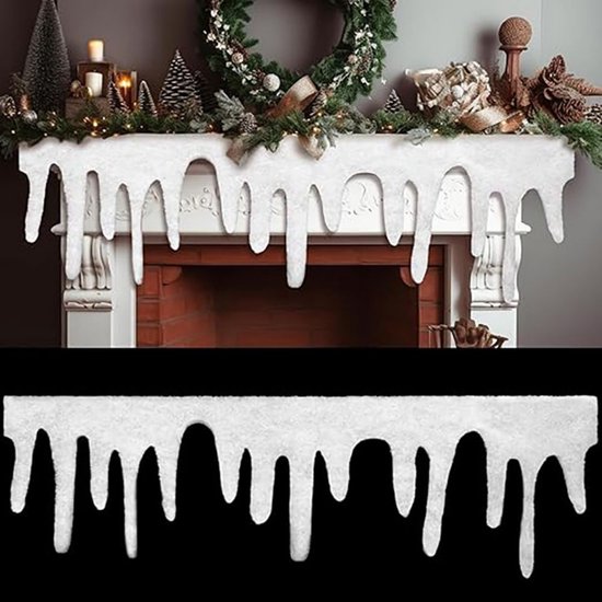 Kerst sneeuwdeken met LED-verlichting Kerst tafeldeken sneeuw tafelloper wit niet-geweven stof sneeuw deken Xmas kunstmatige sneeuw tafeldeken voor tafeldecoratie (5 stuks, 17,7 inch x 6 voet