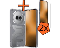 Hoes - Met 2x Screenprotector - Geschikt voor Nothing Phone (2a) Plus - Sterk & Shockproof - Back Cover - Siliconen Case - Telefoon Hoes - Transparant