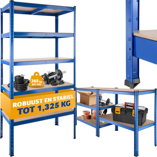 tectake Werkplaatsrek - 180 x 90 x 40 cm, 750 kg - 405052