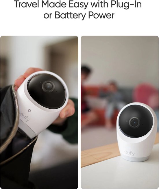 eufy Baby Monitor E21 - avec caméra 4K, Wi-Fi hybride et No de connexion Wi-Fi, contrôle par application et moniteur, vue nocturne Ultra claire, Pan, inclinaison, Zoom 8 ×, caméra portable avec batterie intégrée, ANR, Smart Alertes