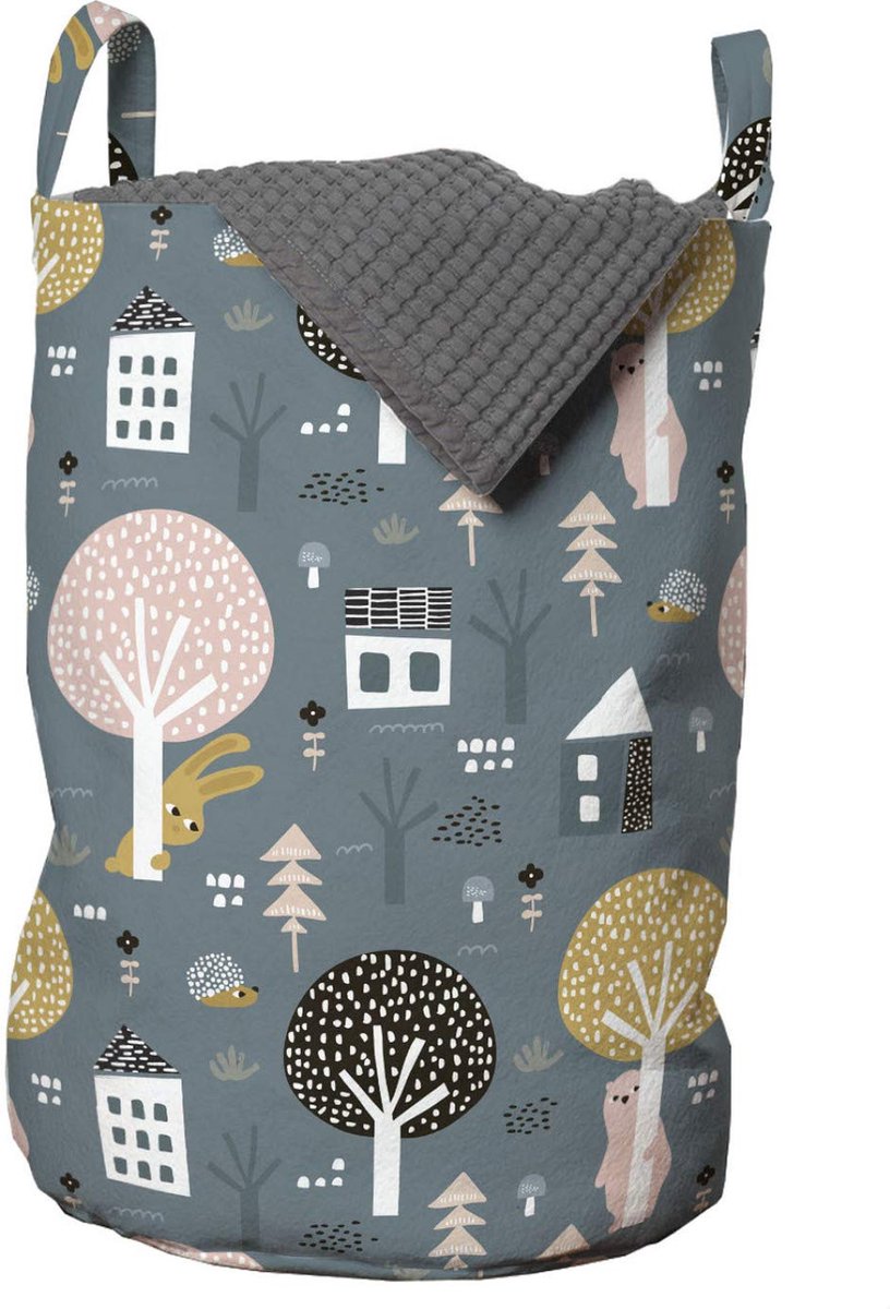 Goedkoopste Selbro ® Natuurlijke Wasmand met Beren- en Hazenontwerp, Handige Handgrepen en Trekkoordsluiting voor Gemakkelijk Gebruik