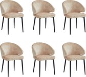 Bol.com Colenis® - Ruby Eetkamerstoel - Set Van 6 - Beige - Adoré Velvet - Design aanbieding