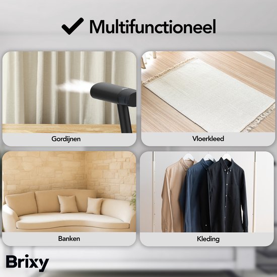 Brixy Kledingstomer - Krachtige Handstomer - Stoomapparaat Kleding En Meubilair - Incl Opbergtas - Antraciet