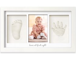 Baby handafdruk en voetafdrukset, gipsafdruk baby hand en voet voor pasgeborenen, handafdruk baby fotolijst, voetafdruk baby gipsafdruk set, baby douche baby afdruk (Alpine White)
