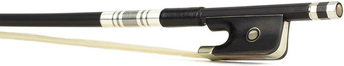 ELS FBC-10/14 cellostrijkstok, 1/4, glasvezel, zwart, rond, ebben slof, enkel oog, balein imitatie