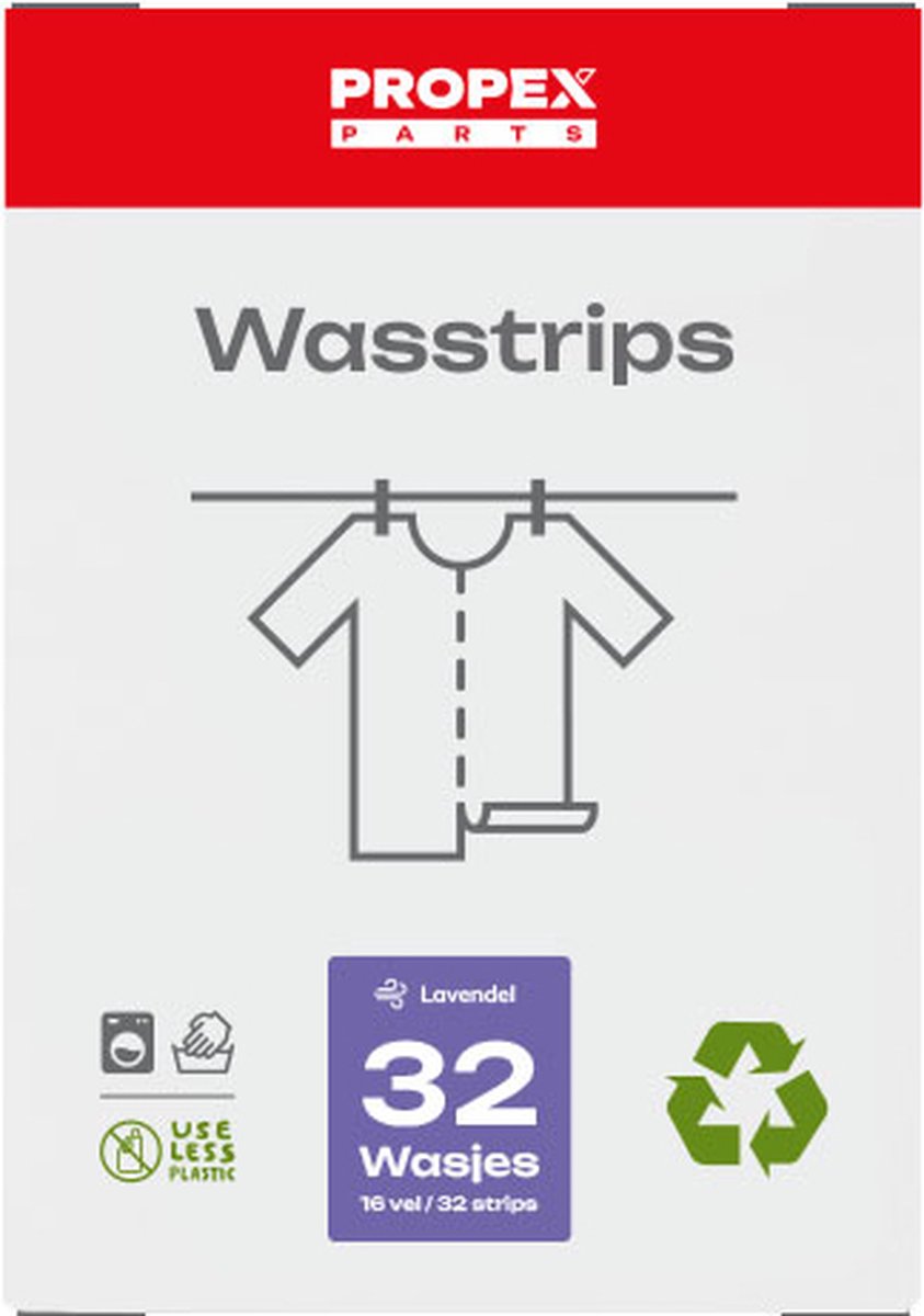 Goedkoopste Propex Lavendel Wasstrips - 32 Wasbeurten - Kalmerend Geurend Wasmiddel in Strips - Plasticvrij, Vegan & Milieuvriendelijk - Wasmiddeldoekjes voor Witte en Bonte Was
