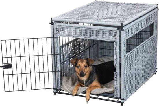 Trixie - Hondenbench - Homekennel - Polyrotan - Lichtgrijs - 58X77X60 CM