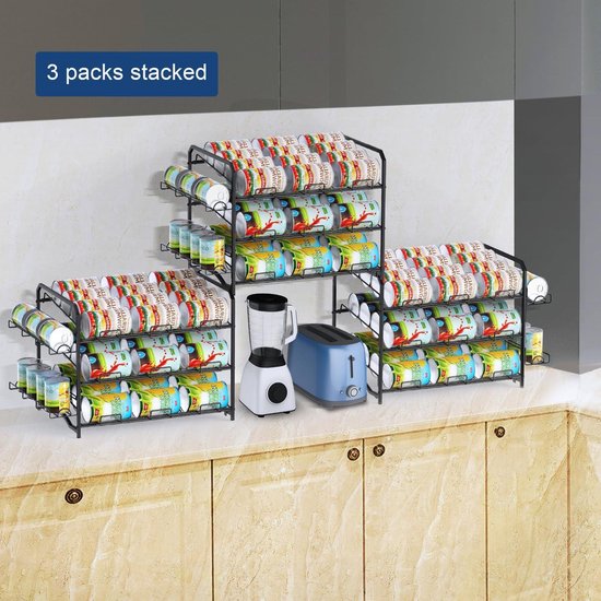 mDesign - Kruidenrek - perfect voor conservenblikken of potjes met kruiden en specerijen - voor in de keuken - uitschuifbaar/staal/met 3 etages - Zilver
