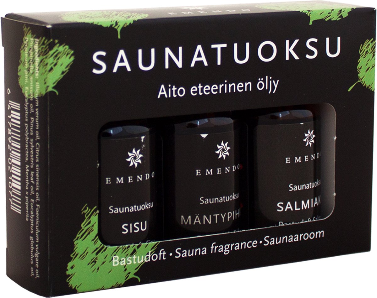 Goedkoopste Sauna geuren Gift Set Salmiac, Pine en Sisu - 3 x 10 ml - Emendo