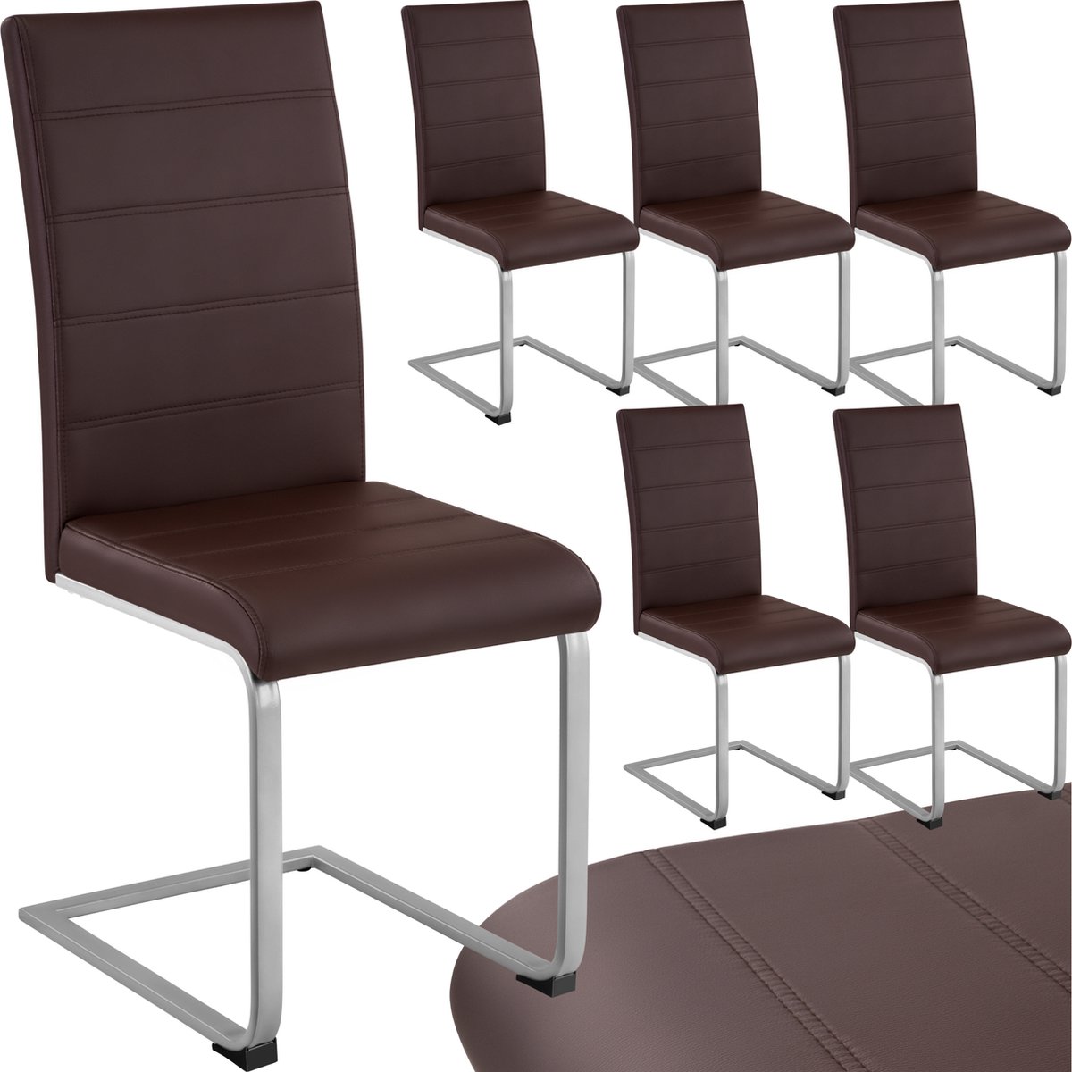 tectake® Eetkamerstoelen Bettina - Kunstleren stoelen voor Eettafel - Keukenstoelen met er