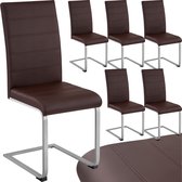 tectake® Eetkamerstoelen - Kunstleren stoelen met hoge rugleuning - Sledestoel met ergonomisch gevormde rugleuning - Diverse kleuren en sets - Maximale belasting 120 kg - Afmeting (LxBxH) 41 x 52 x 99 cm - Set van 6 - Bruin