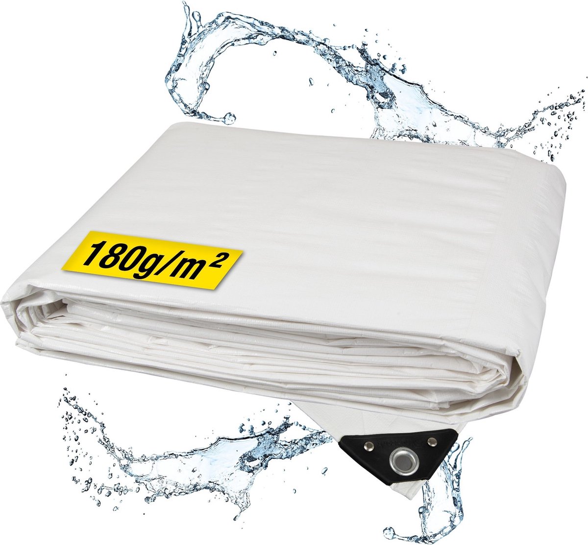 Dekzeil - 10 x 15 m – 180 g/m² – Wit- Weerbestendig, Waterdicht & UV-beschermd – Stevig Zeil voor Buiten Meubels, Aanhanger, Houtopslag of Zwembad – Grondzeil - Autohoes
