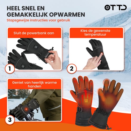Fdit USB Oplaadbare Verwarmde Handschoenen, 5 Warmteniveaus Snelle