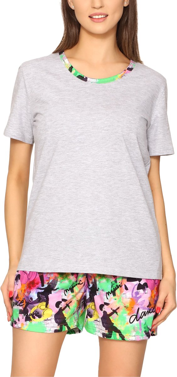 Merry Style Dames Pyjama - Korte mouwen - Korte broek - Katoen - Melange Tanzen – S - MS-MS10-396-PJ