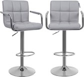 Bol.com Set Van 2 Luxe Barstoelen - Kunstleer/ Chroom - In Hoogte Verstelbaar - Lichtgrijs - 385 X 445 X 115 Cm aanbieding