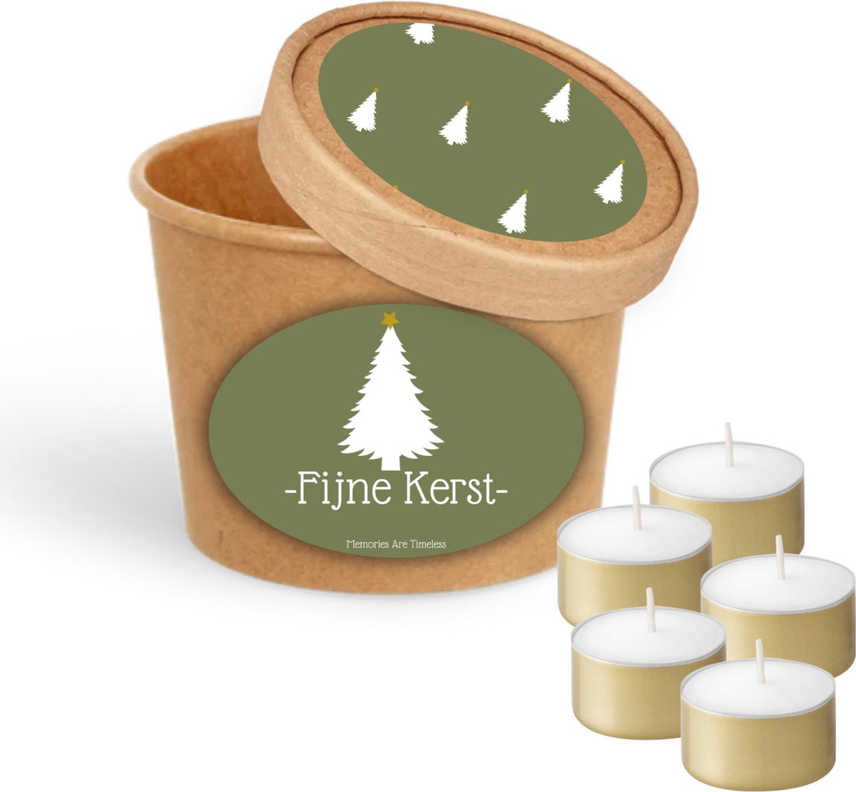 Memories Are Timeless Kaarsjes in een Potje - Kerstcadeau - Waxinelichtjes - Feestdagen Relatiegeschenk Fijne Kerst
