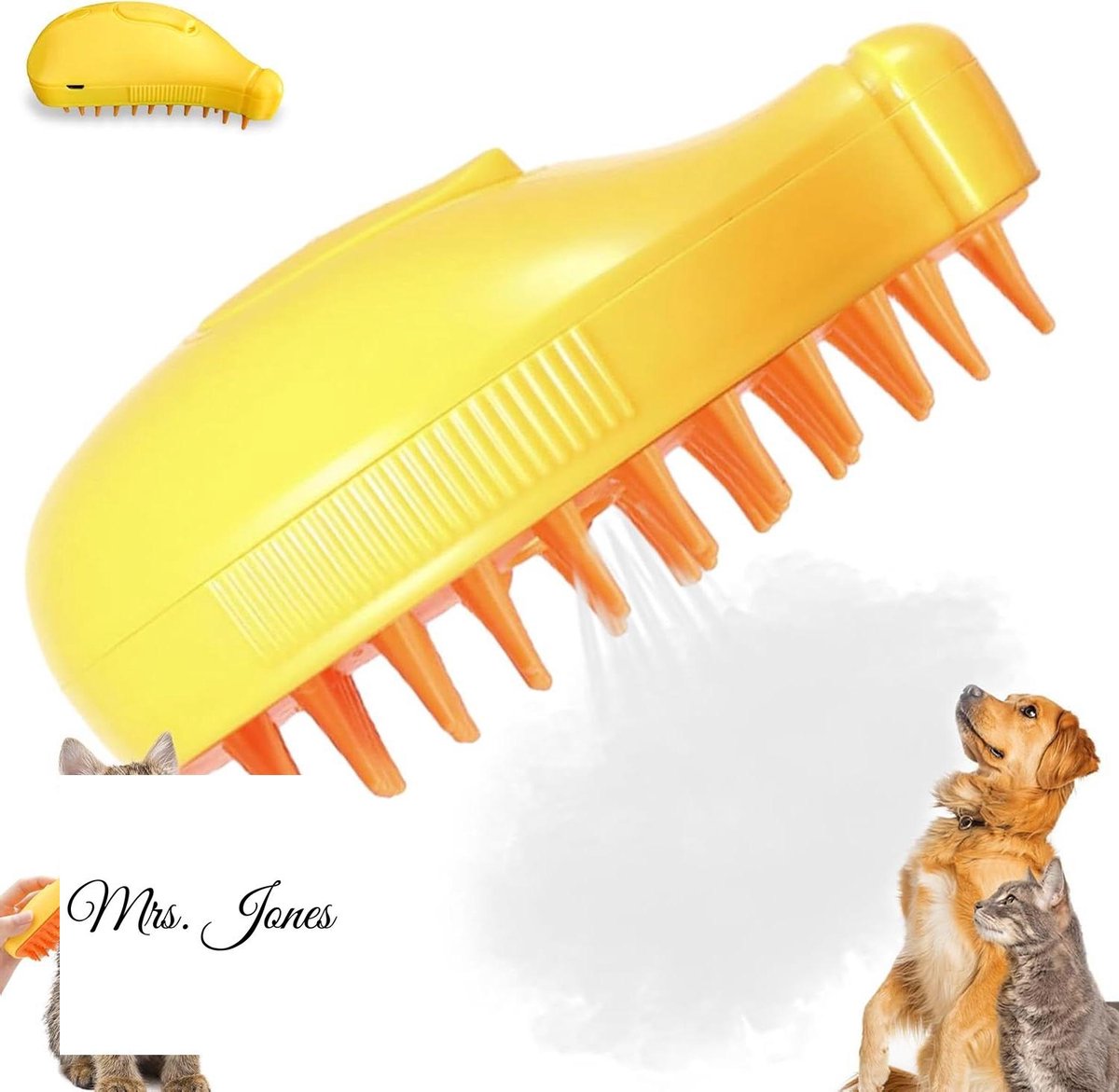 Mrs. Jones Stoomborstel voor katten – 3-in-1 kattenborstel met stoom – zelfreinigende trekborstel voor katten en honden – massage, zelfreiniging .