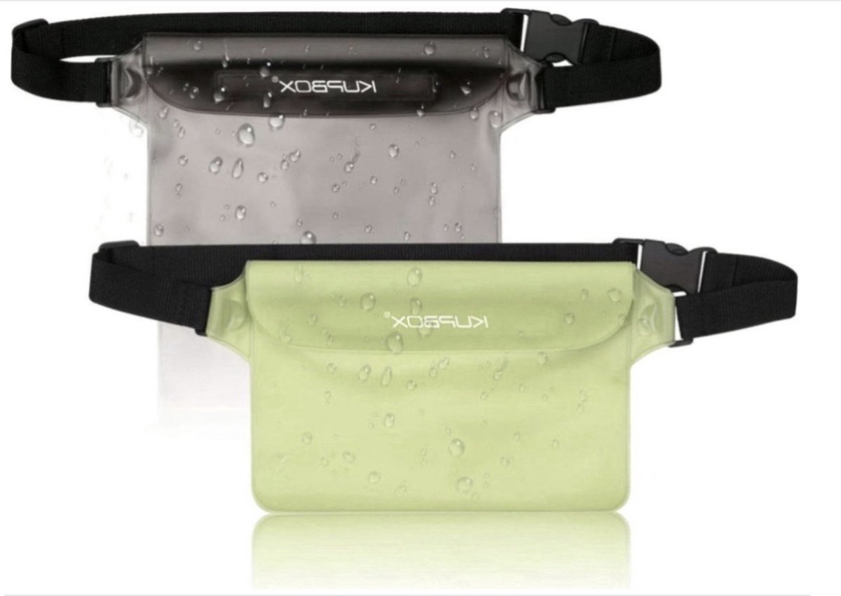 Waterdichte heuptassen met verstelbare riem, 2 stuks, waterdichte zak, 100% waterdichte hoes voor mobiele telefoon, voor watersport / strand / zwemmen / boottocht / skiën enz.