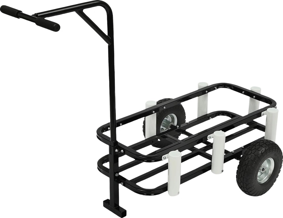 Vostara - Trolley - Strandkar - Strandtrolley - Strandwagen - Beachtrolley - Strandtrolley Met Wielen - Strandtrolley Op Luchtbanden - Outdoor viskar - Strand Kar - Spullen Vervoer - Zwart - Met Handig Handvat - 90KG Maximale Lading