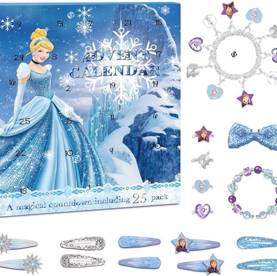 "Equivera adventskalender 2024 - Advent Calendar 2024 - Frozen Style Countdown Calendar for Girls - DIY Surprise Accessories - Pendant - Hair Accessories - Ring - Creative Gifts "