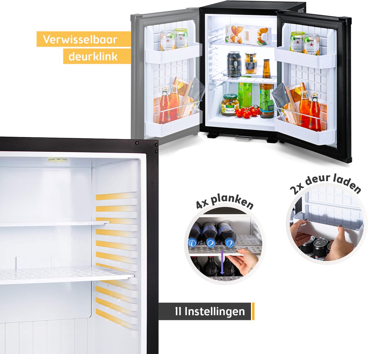 TZS First Austria Mini koelkast - Minibar - 40 liter - Vrijstaand - Volledig stil 22dB - Zwart — afbeelding 6