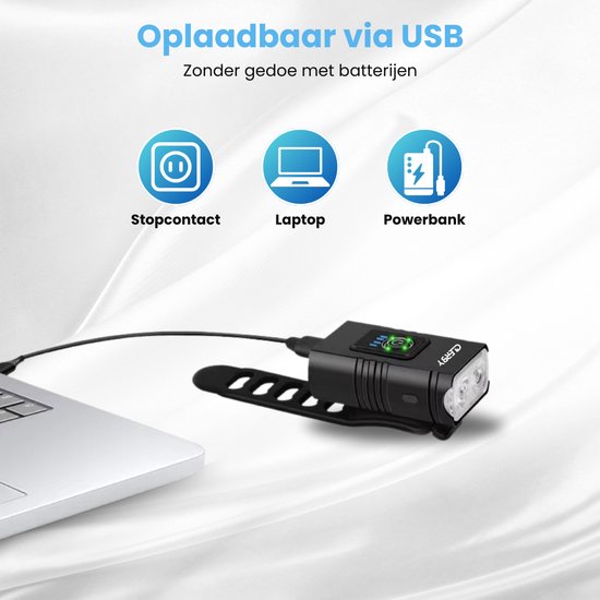 Clerby - Fietsverlichting Set LED - Fietslamp USB Oplaadbaar - Voorlicht en Achterlicht - Fietslicht - USB Oplaadbaar - Fietslampjes - Waterdicht - Zwart — afbeelding 4