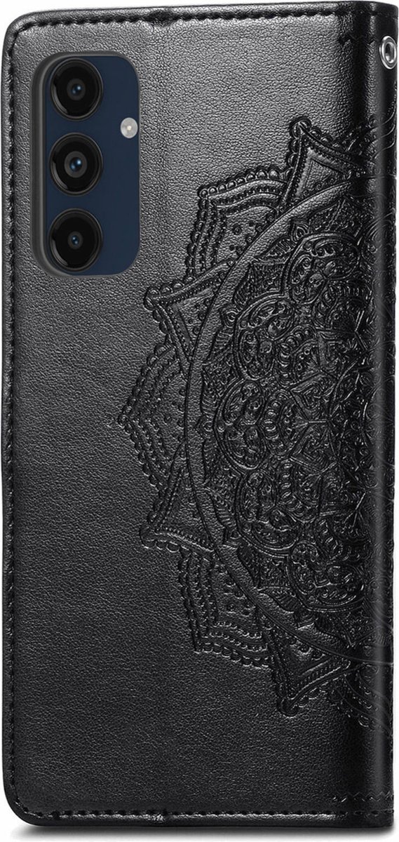 Mobigear Telefoonhoesje geschikt voor Samsung Galaxy A16 Hoesje | Mobigear Mandala Bookcase Portemonnee | Pasjeshouder voor 3 Pasjes | Telefoonhoesje voor Pinpas / OV Kaart / Rijbewijs - Zwart