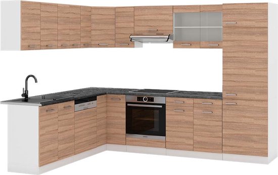 vidaXL L-vormig hoekbureau wit 120×140×75 cm spaanplaat