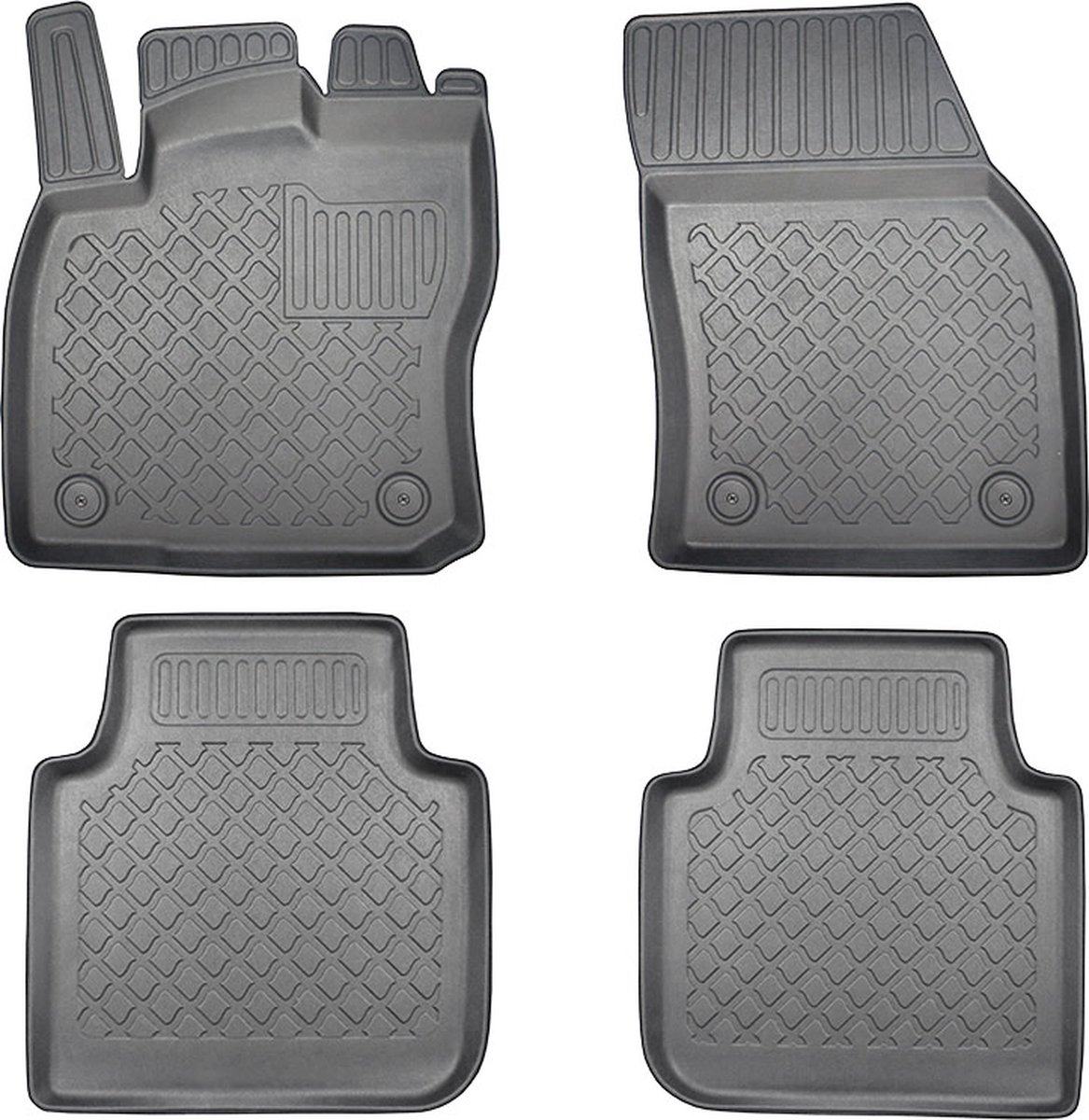 3D Automatten voor Skoda Kodiaq, Volkswagen Tiguan Allspace, Volkswagen Tarraco (vanaf 2017-) - 4-delig - TPE-Rubber