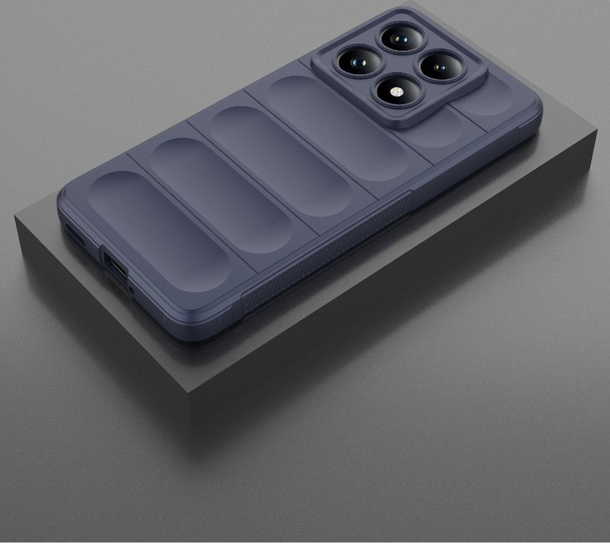 Mobigear Hoesje geschikt voor Xiaomi 14T Pro Telefoonhoesje Flexibel TPU | Mobigear Bumpy Backcover | 14T Pro Case | Back Cover - Donkerblauw