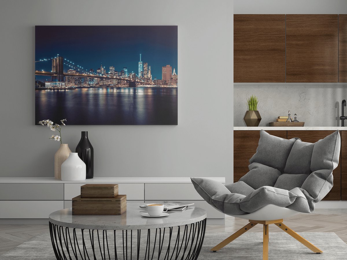 Trendex Global Canvas Schilderij - Stad - New York - Manhattan - Abstract - Kunst - 150x100x2 cm Bruin