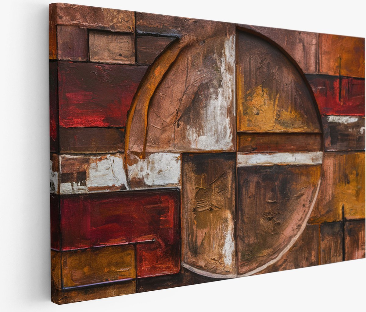 Saammp Muurcirkel Hout - Schotse Hooglander Koe in de wei - Schotland - Dieren - Portret - Ø 80 - Wandcirkel - Wanddecoratie Cirkel - muurdecoratie Woonkamer - Slaapkamer decoratie - Rond Schilderij