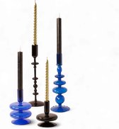 WinQ - Set de bougeoirs en verre Zwart et Blauw- 4 pièces - Chandelier