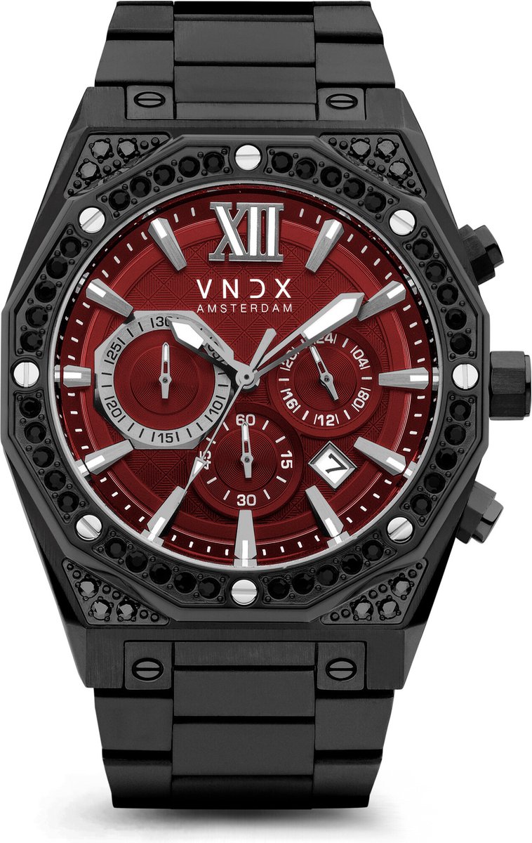 VNDX Wise Man Steel Stones Black Red MB11880-07 Limited horloge