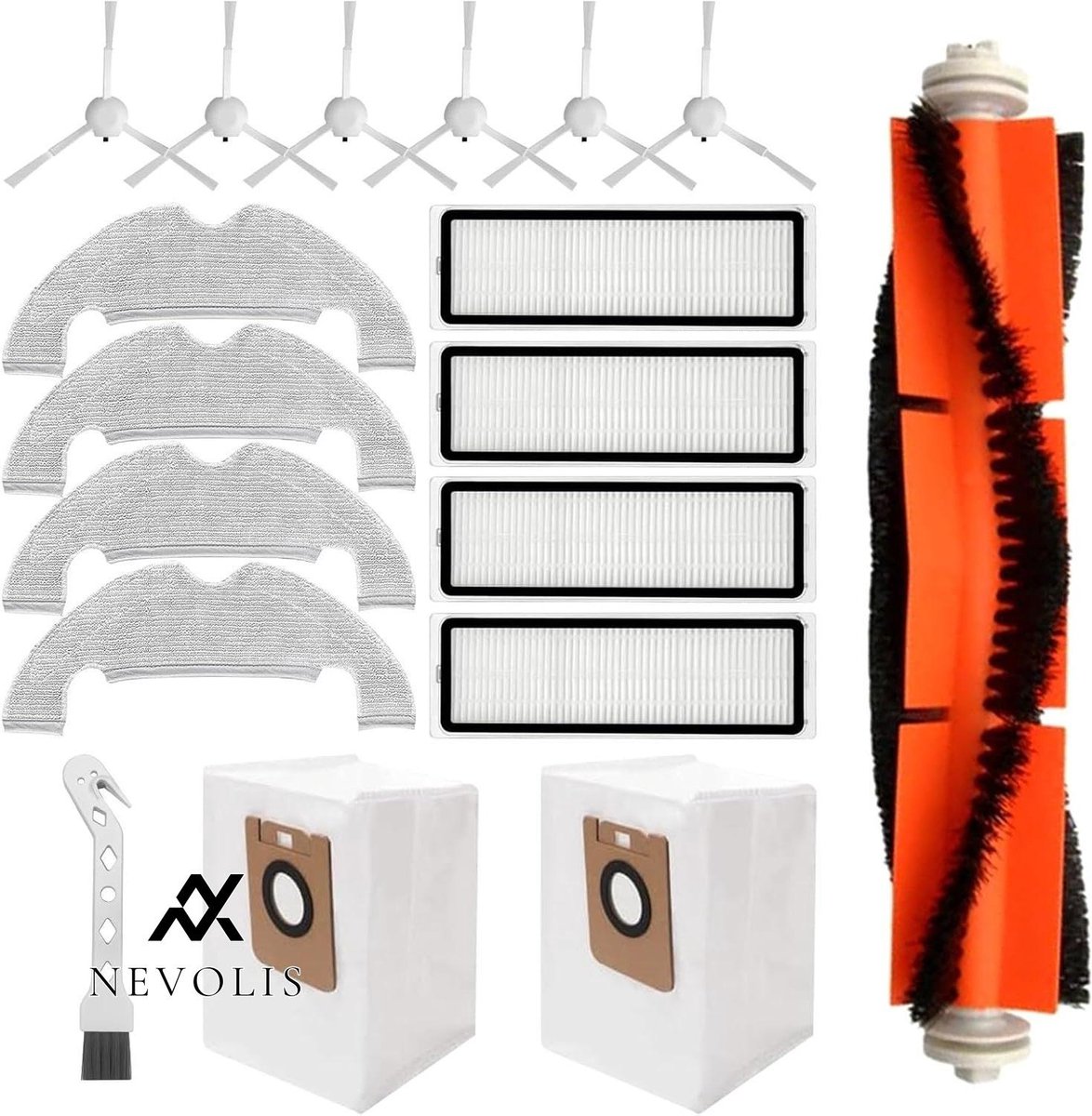 Nevolis Accessories - spare parts for Dreame Bot Z10 Pro / D10 Plus / L10 Plus vacuum cleaner - ensure efficient working - 1 roller brush - 4 filters - 4 cleaning cloths - 6 side brushes - 2 dust bags - 1 . Wit