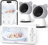 Kolvy® Babyfoon Pro DUO - Intelligente Baby Monitor - Babyfoon met Camera en App - Twee Camera's - 1080p - Nachtzicht - Tweeweg Audio - Inclusief Slaapliedjes