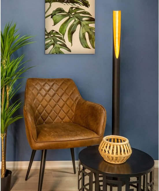 Zwarte industriële vloerlamp metaal, Josha, met schakelaar